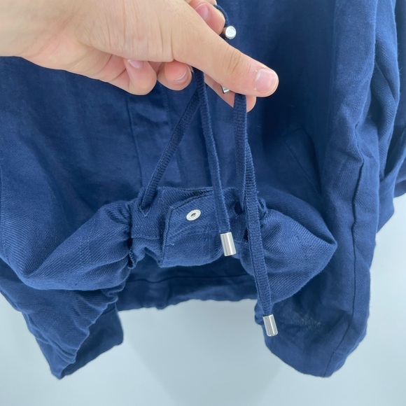 Chico's Womens Drawstring Hem 3/4 Sleeve Linen Jacket Lightweigh Blue Size 16/18 - Picture 4 of 10